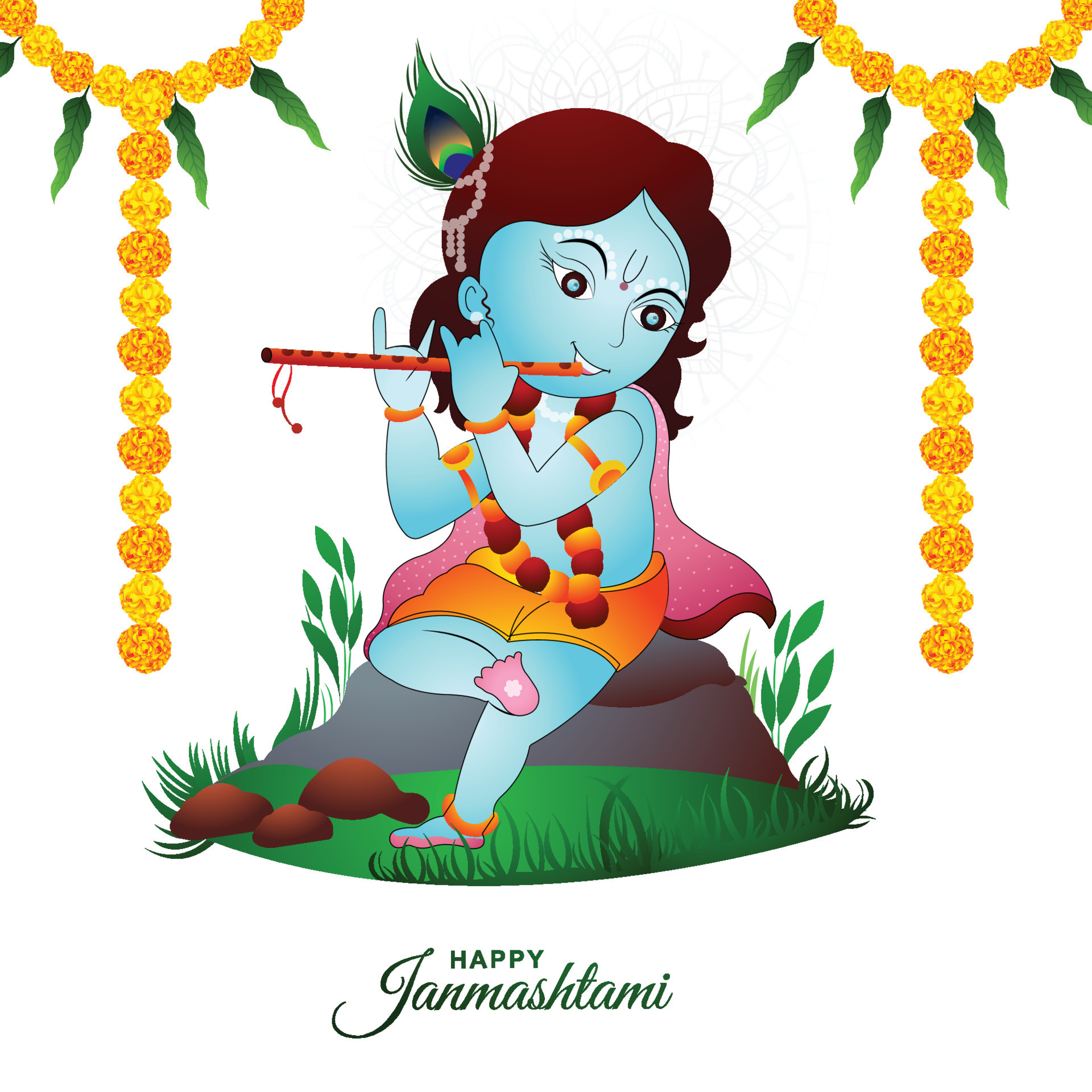 illustration of lord krishana in happy janmashtami holiday background  9967753 Vector Art at Vecteezy