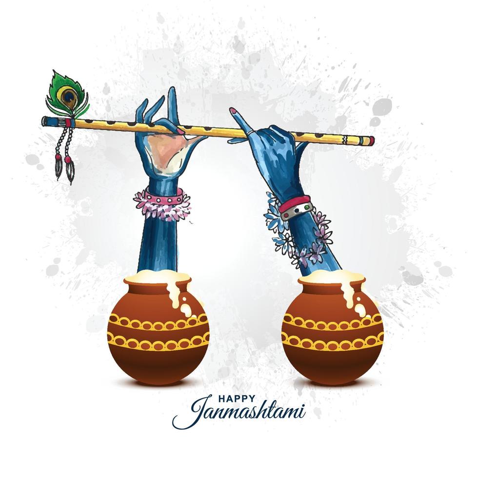 fondo de tarjeta de celebración del festival indio de janmashtami vector