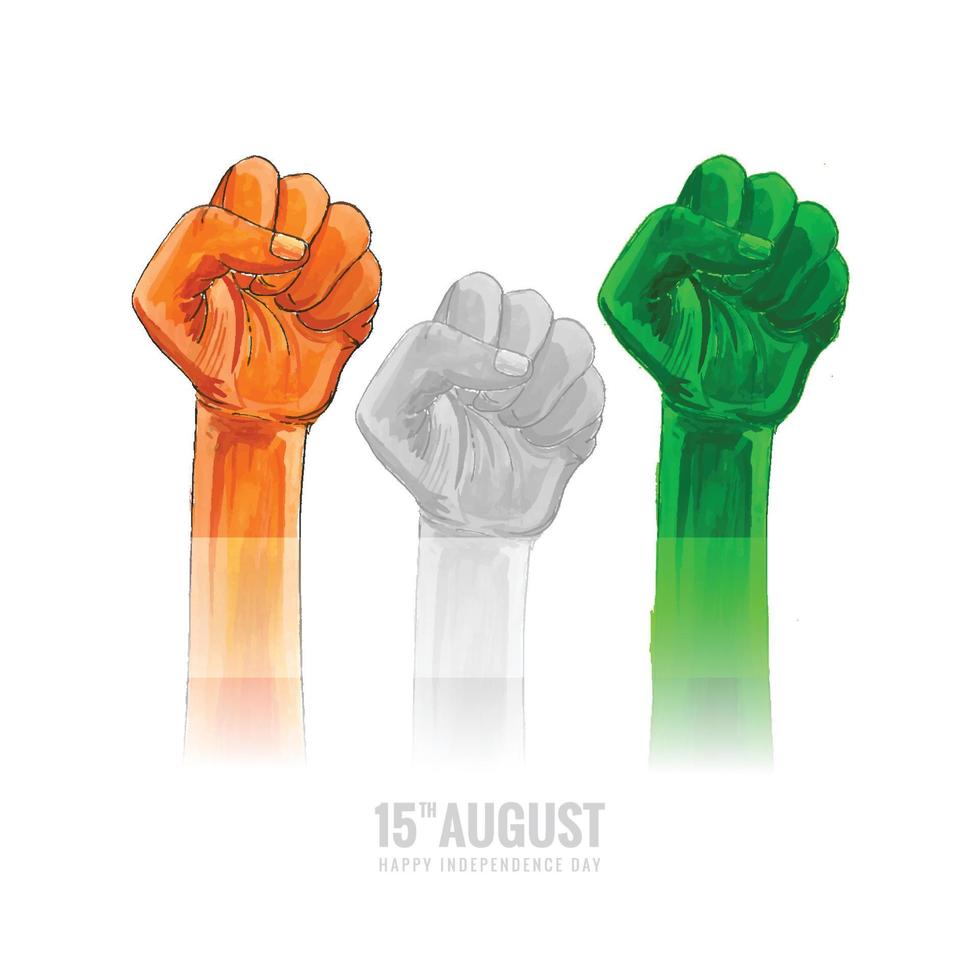Happy independence day tricolor holding hand watercolor design vector