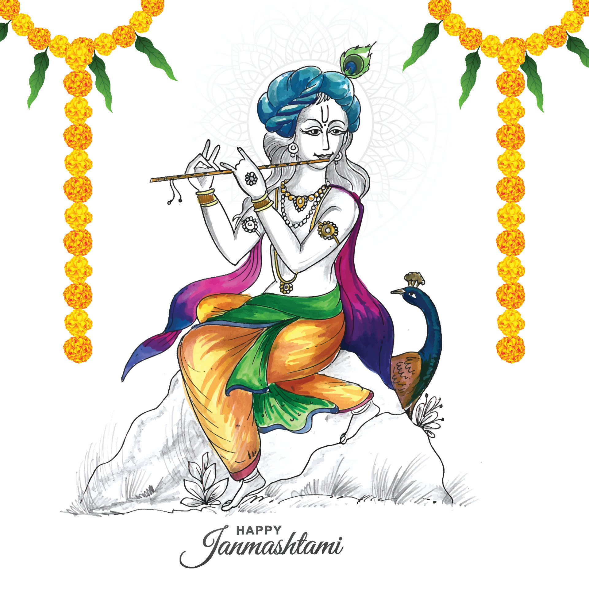 Shree krishna janmashtami festival holiday card background 9967818 Vector  Art at Vecteezy