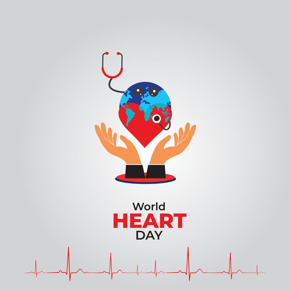 World Heart Day concept. September 29. Template for background, banner, card, poster. vector illustration.