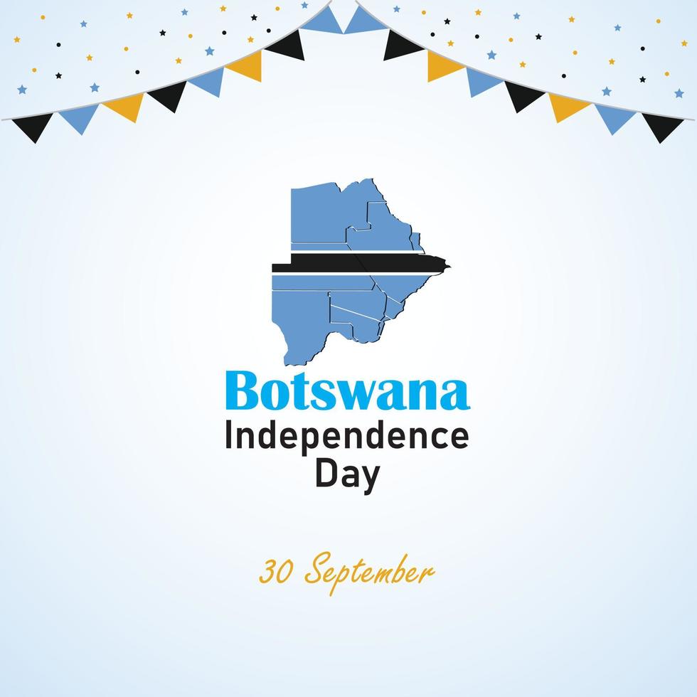 Botswana Independence Day. Greeting Card. Flying Balloons in Botswana National Colors. Happy Independence Day Botswana Vector Illustration.