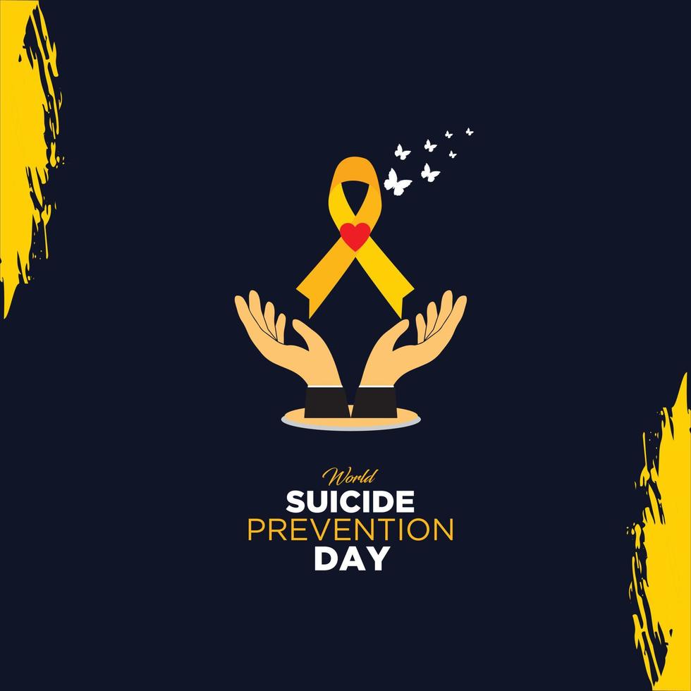 World Suicide Prevention Day, September 10 concept with awareness ribbon. Colorful vector illustration.