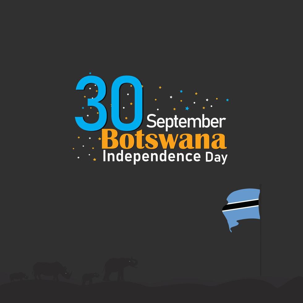 Botswana Independence Day. Greeting Card. Flying Balloons in Botswana National Colors. Happy Independence Day Botswana Vector Illustration.
