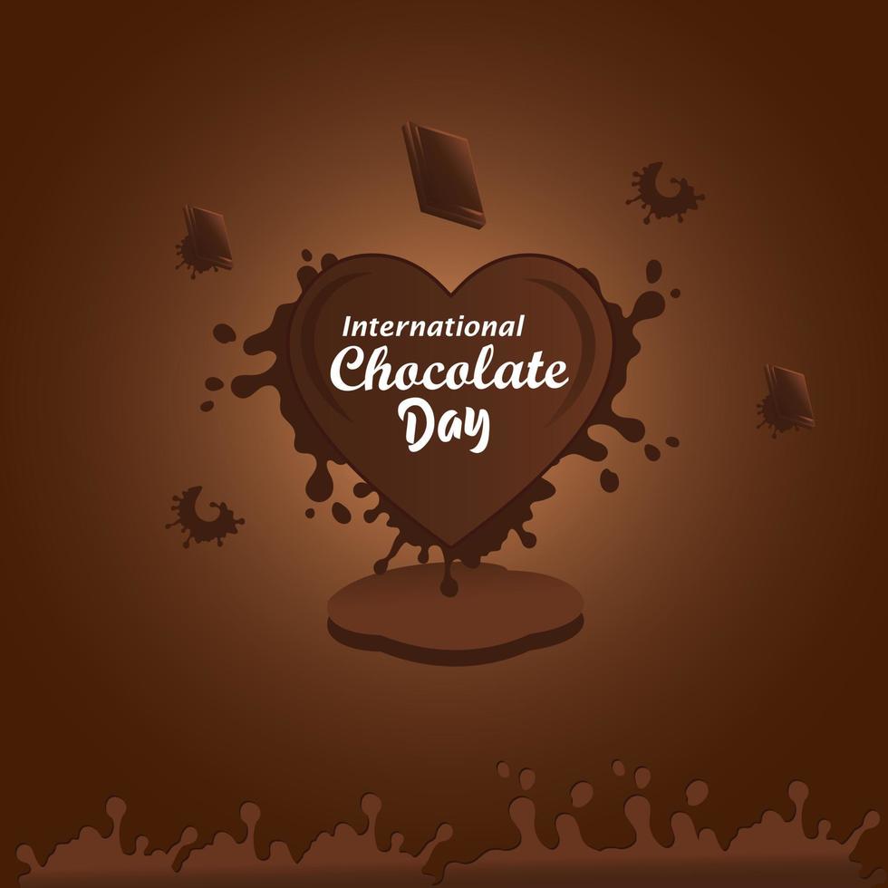 World Chocolate Day. Festive card with hearts. Background of chocolate hearts. vector