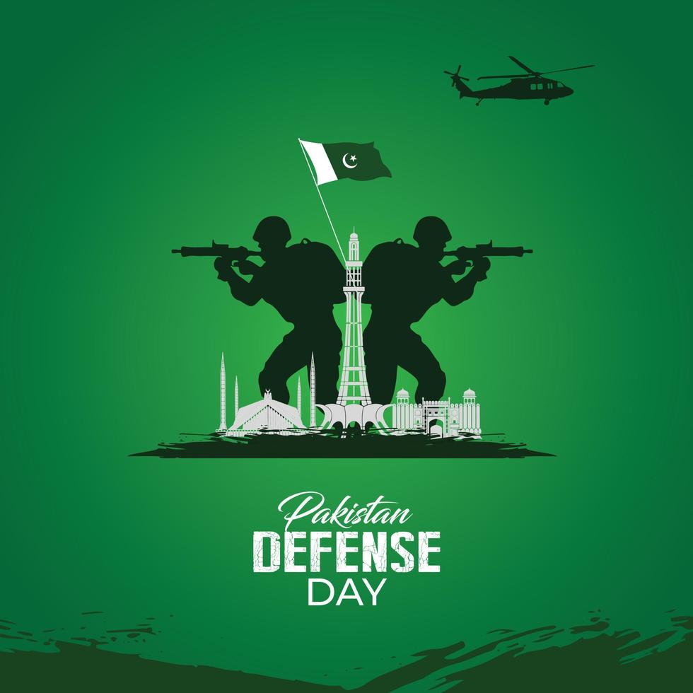 Día de la defensa de Pakistán. concepto de celebración. 6 de septiembre.plantilla para fondo, pancarta, tarjeta, afiche. ilustración vectorial vector