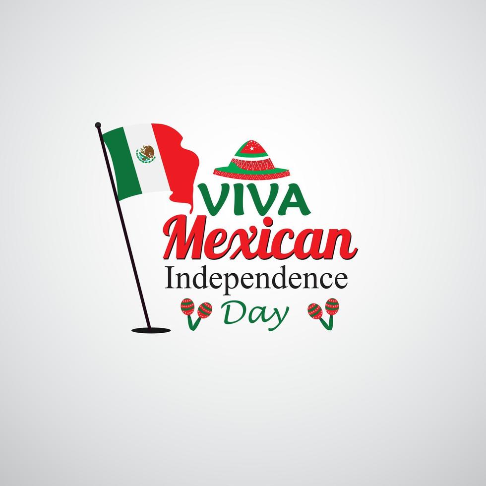 Viva Mexico Independence Day,16 September, Waving mexican flags and balloons isolated on white background. Vector illustration.