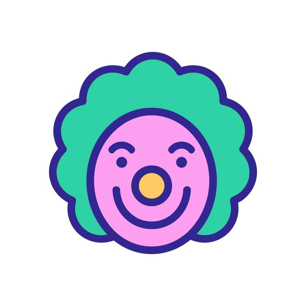 payaso con sonrisa vil y peluca rizada icono vector ilustración de contorno