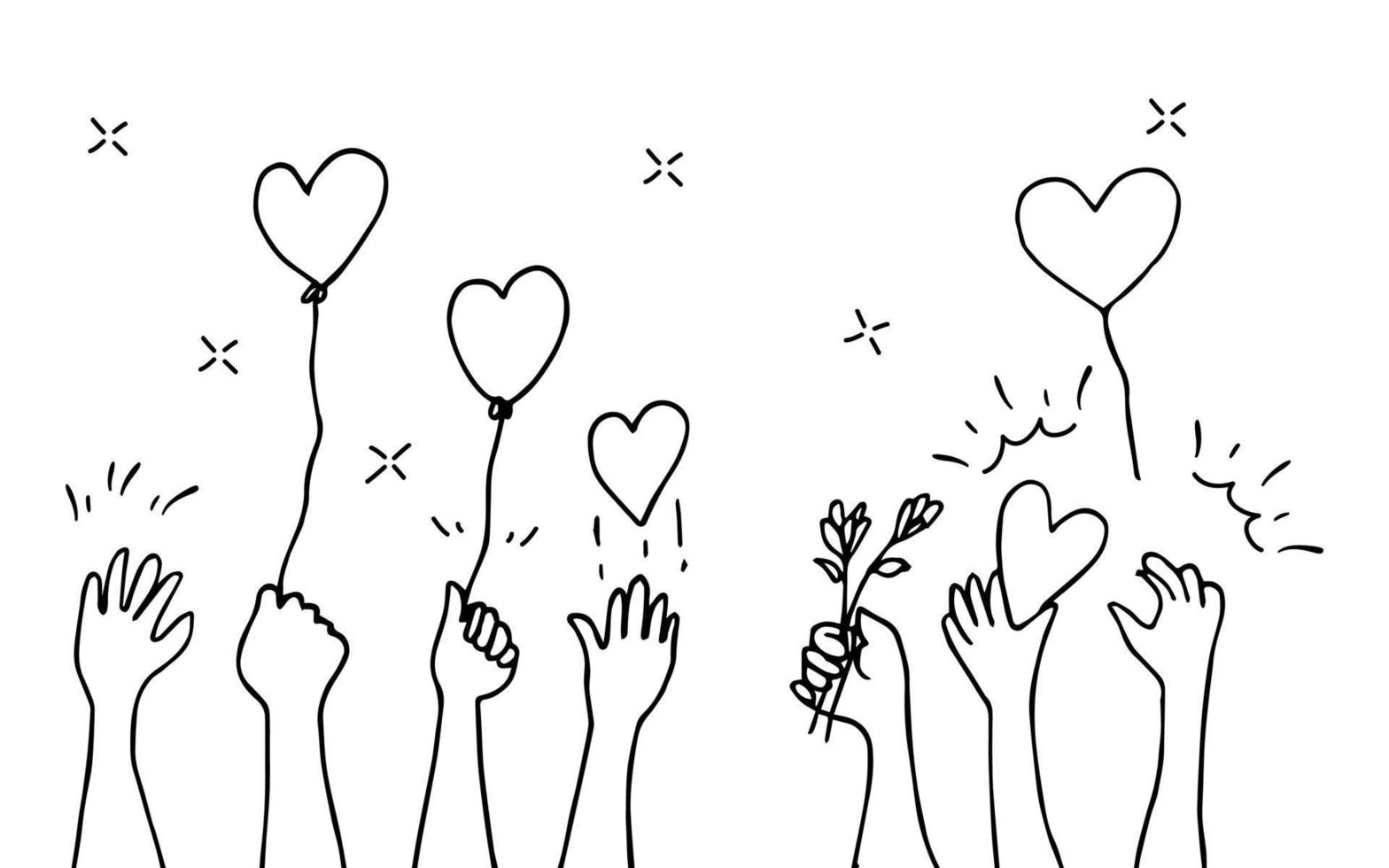 hand drawn of hands clapping ovation. applause, party hands gesture on doodle style , vector illustration