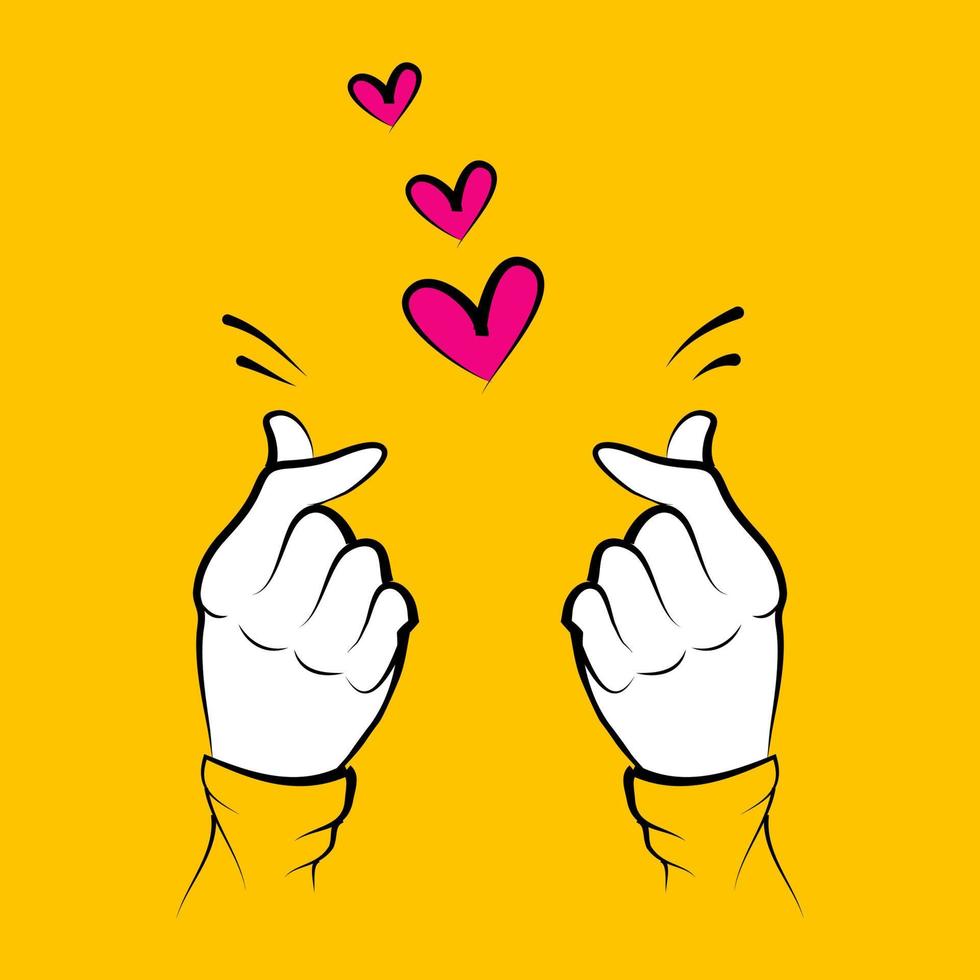 hand drawn of hands up. hands clapping. Give and share your love to people. Korean hands love sign. vector illustration