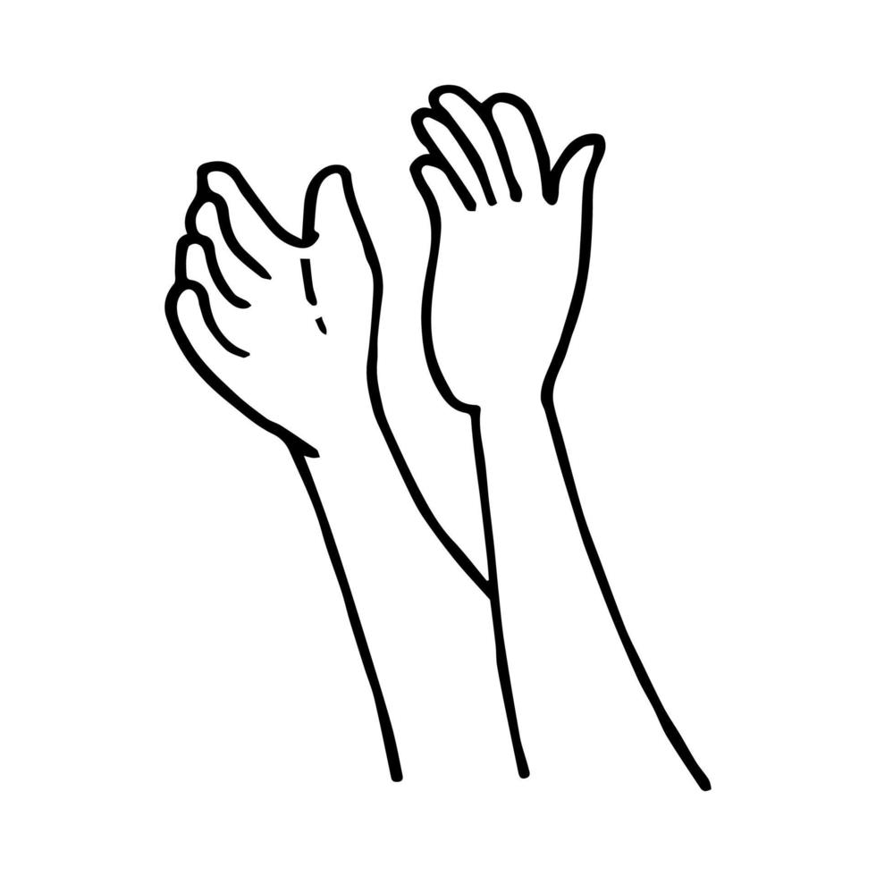 hand drawn of human hands. clapping. ovation. applause, hand gesture on doodle style , vector illustration