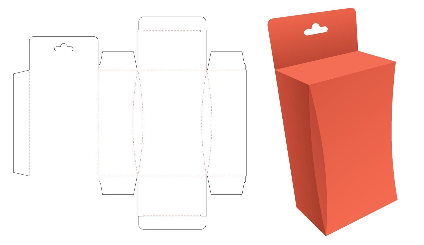 caja colgante con plantilla troquelada de esquina biselada y maqueta 3d vector