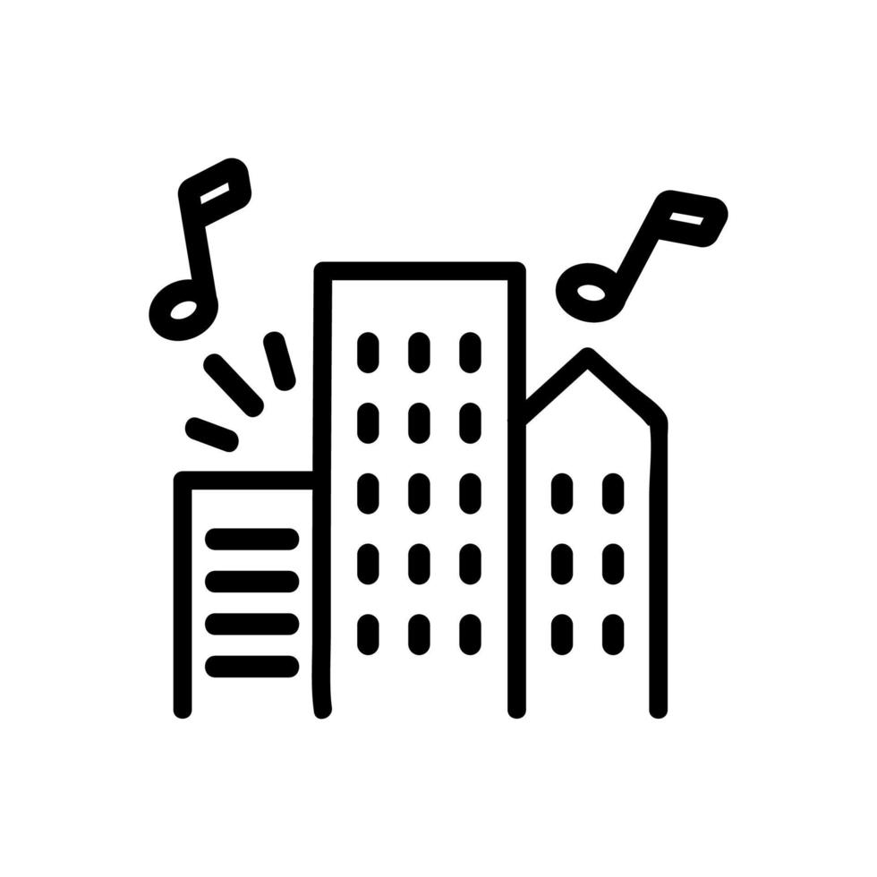 music sounding from apartment buildings icon vector outline illustration