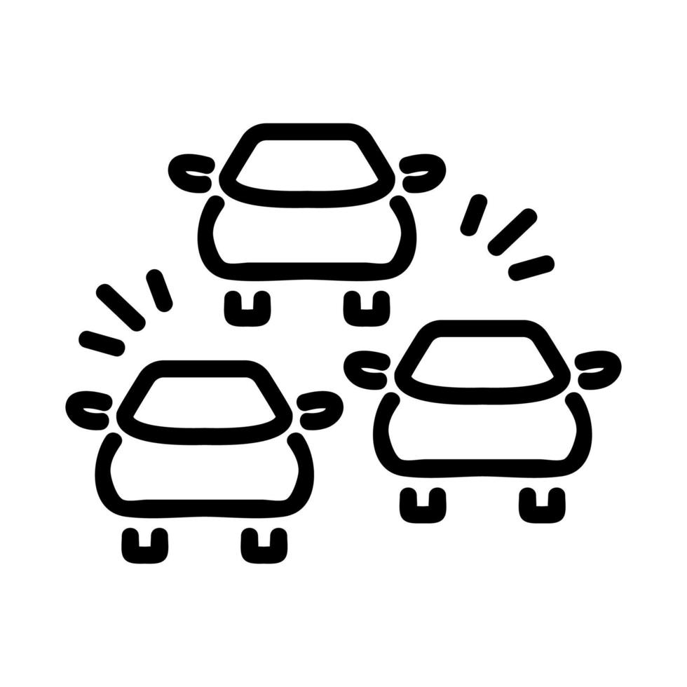 señales de coche en la ilustración de contorno de vector de icono de atasco de tráfico