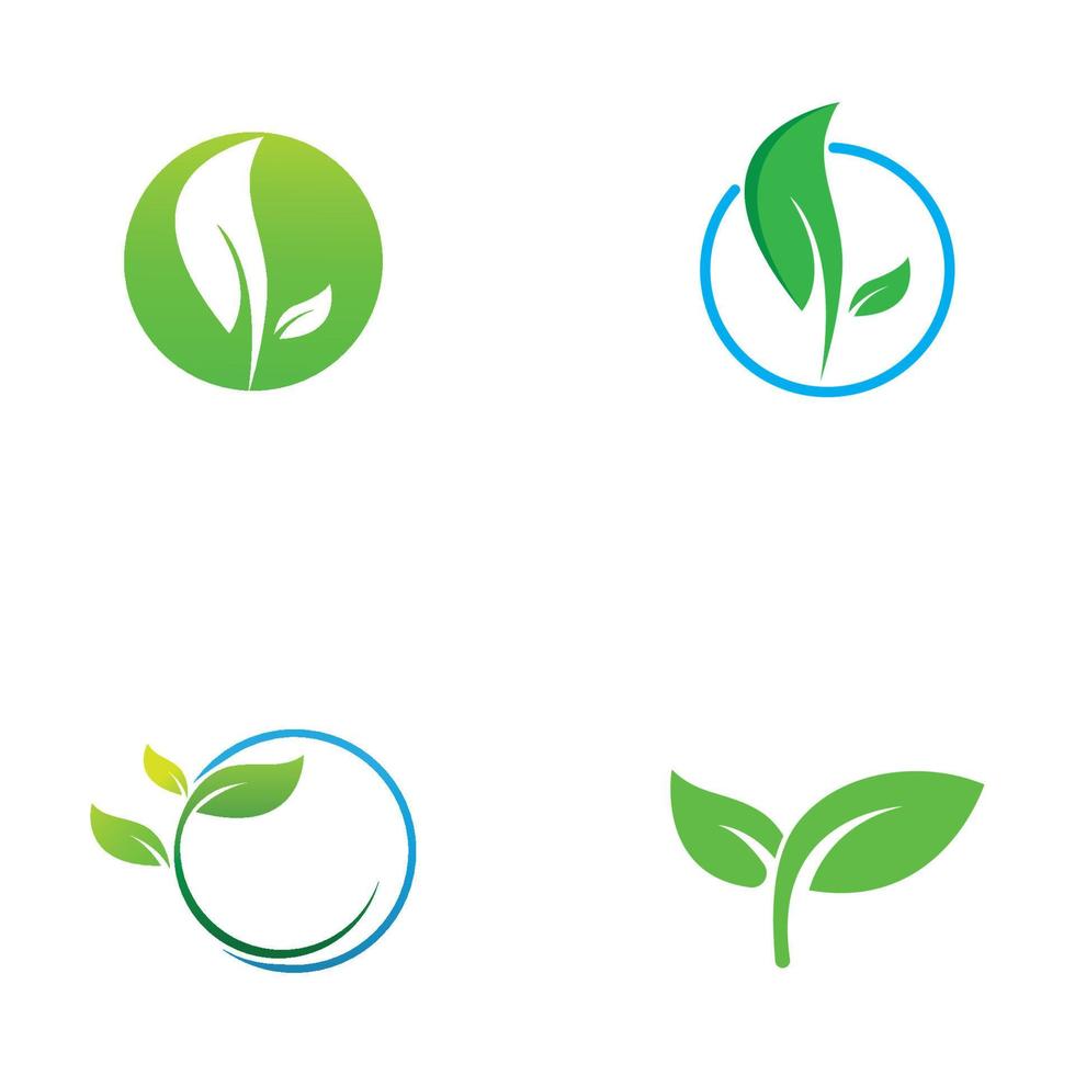 Green leaf logo. Vector design of gardens, plants and nature.