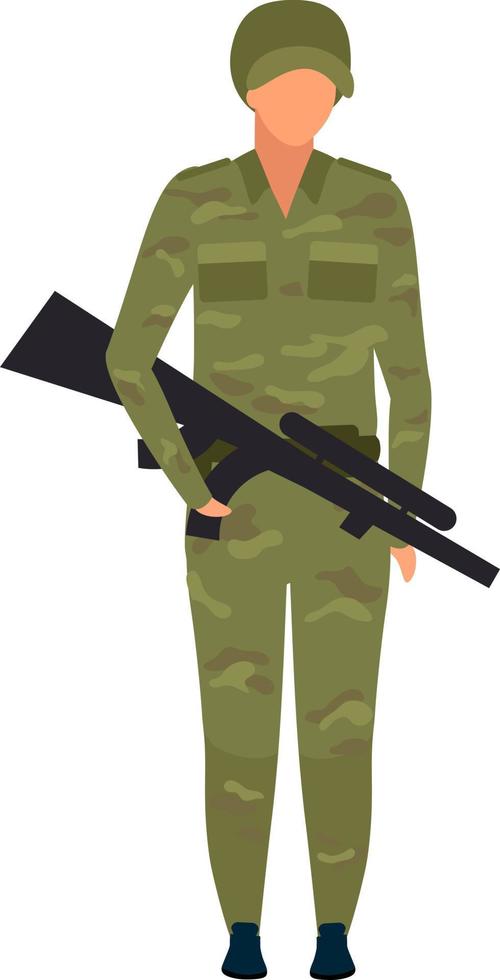 Soldier with rifle semi flat color vector character