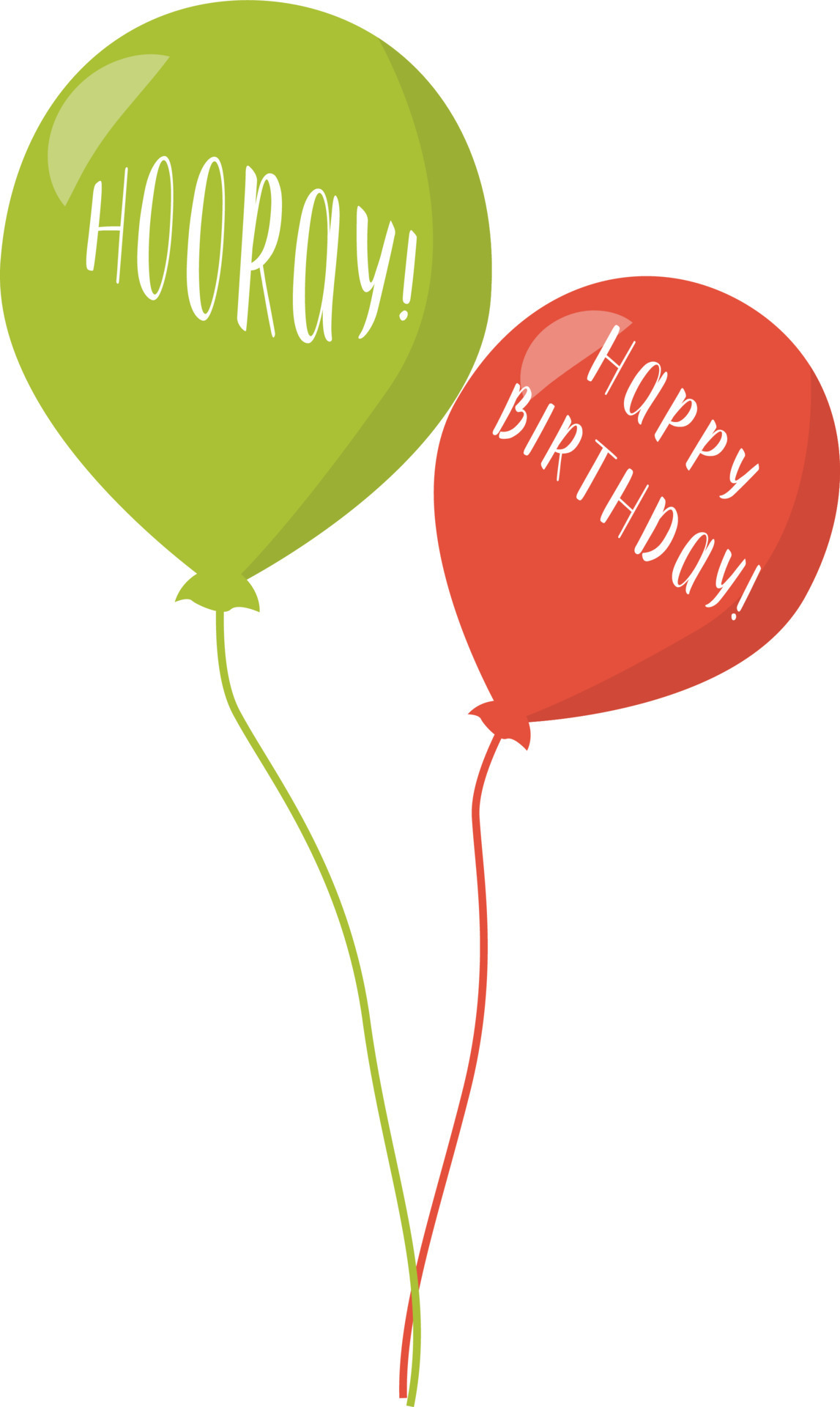 Air balloons with Hooray and Happy Birthday words semi flat color vector  object. Full sized item on white. Party simple cartoon style illustration  for web graphic design and animation 9968609 Vector Art
