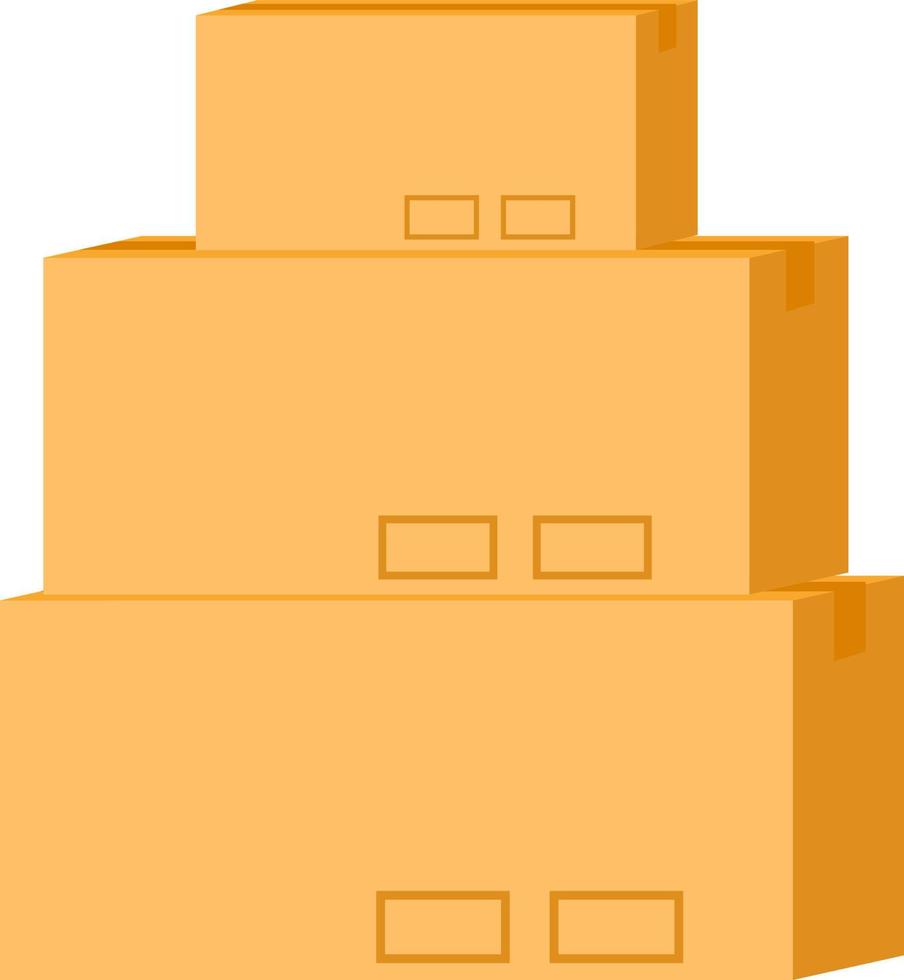 Pile of parcels semi flat color vector object. Cardboard boxes. Delivery service. Full sized item on white. Postal simple cartoon style illustration for web graphic design and animation