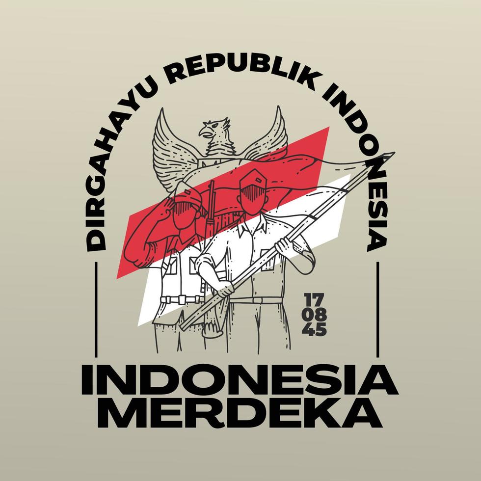 banner del día de la independencia de indonesia con ilustración de pahlawan vector