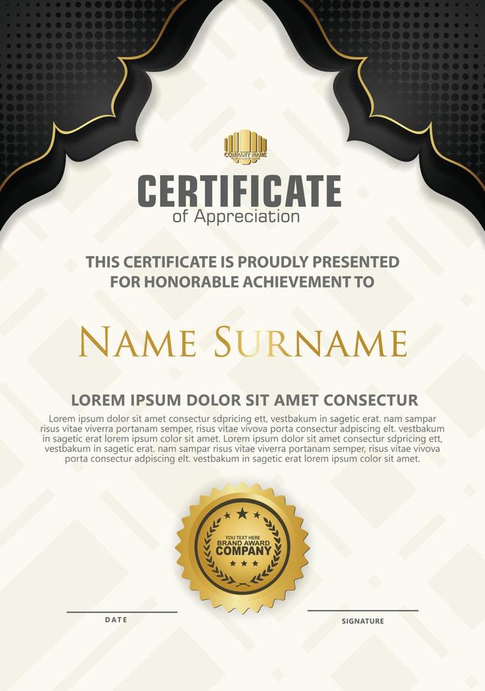 Luxury vertical modern certificate template with floral lines effect ornament on texture pattern background vector