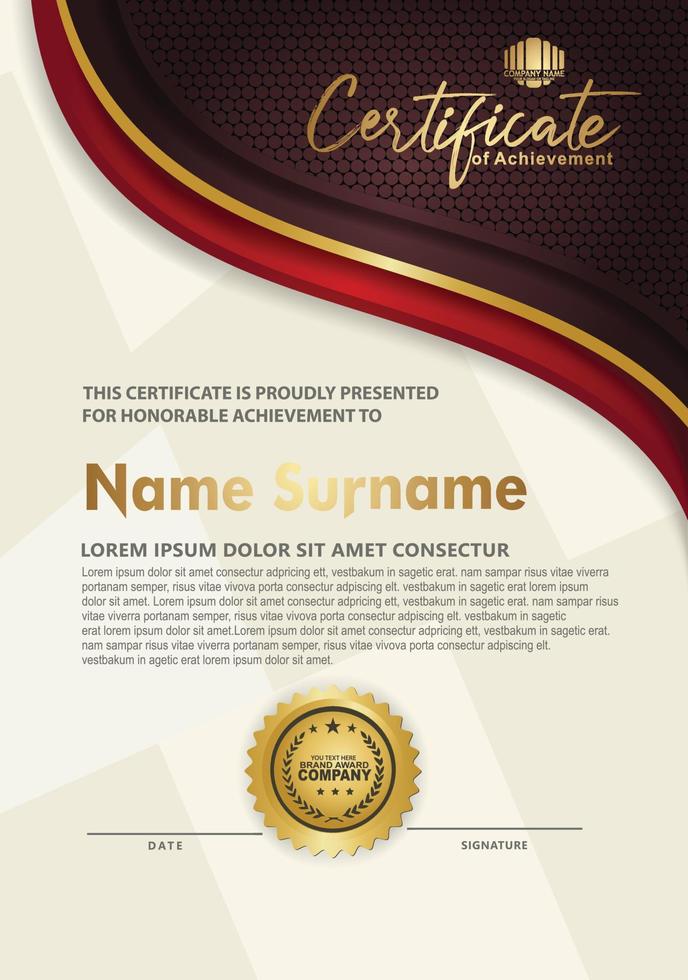 luxury and elegant certificate template with halftone texture on wave form ornate and modern pattern background vector