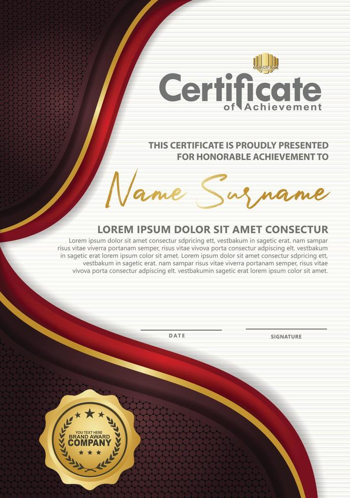 luxury and elegant certificate template with halftone texture on wave form ornate and modern pattern background vector