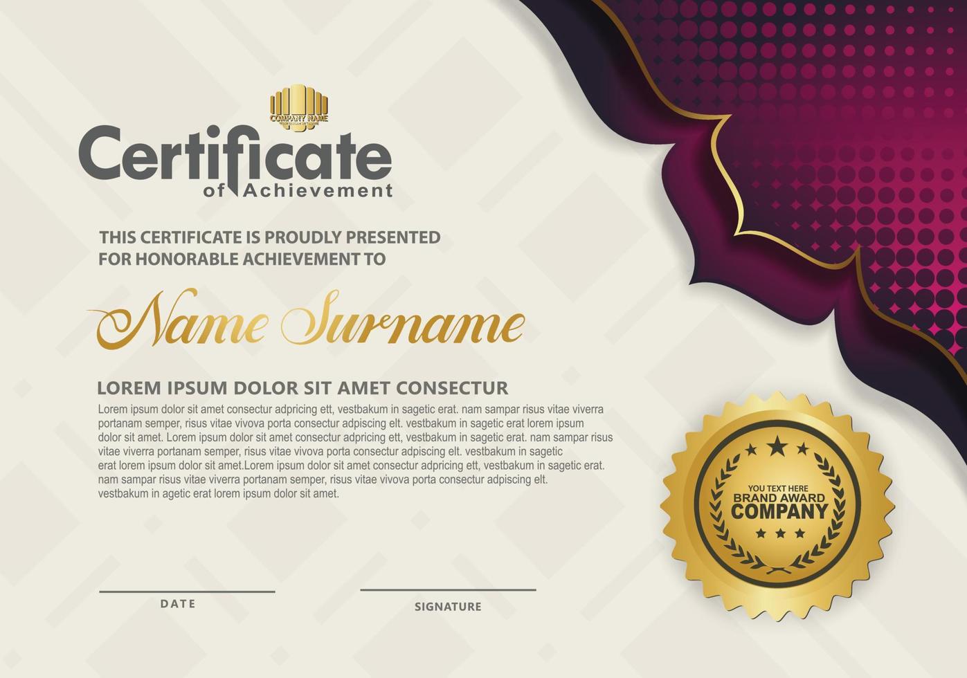 Modern certificate template vector