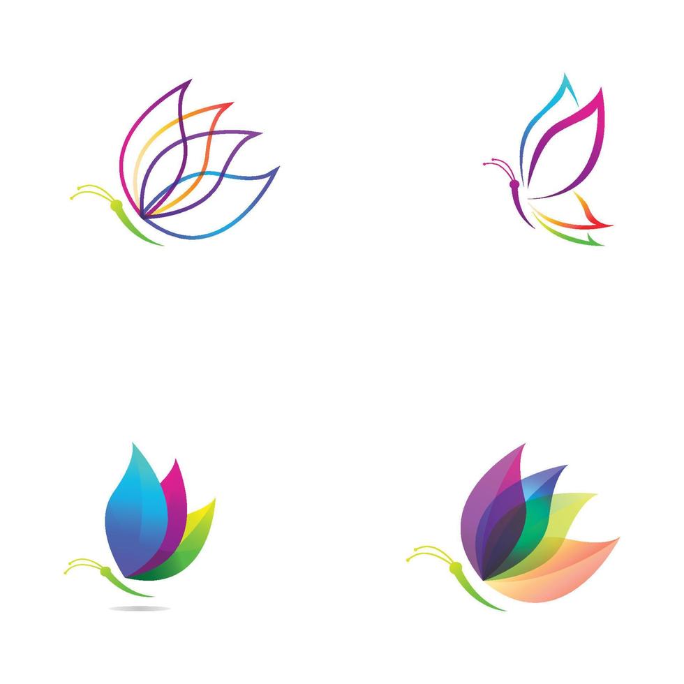 Beautiful colorful butterfly animal logo with vector illustration.