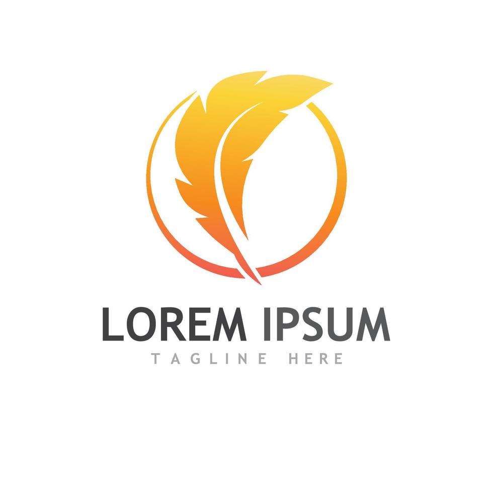 Feather logo, feather pen logo and law firm feather logo vector design.