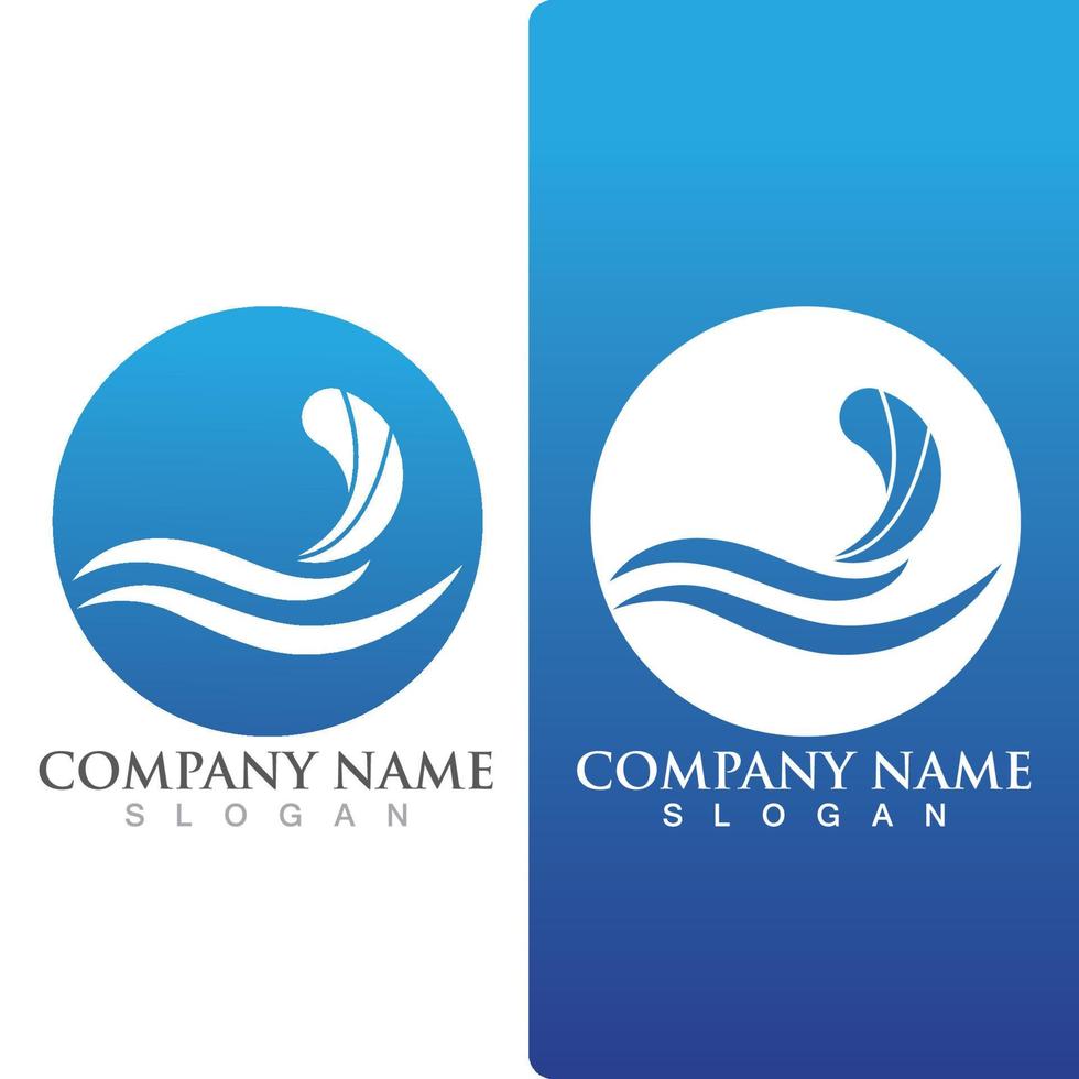 Wave beach logo ocean vector template