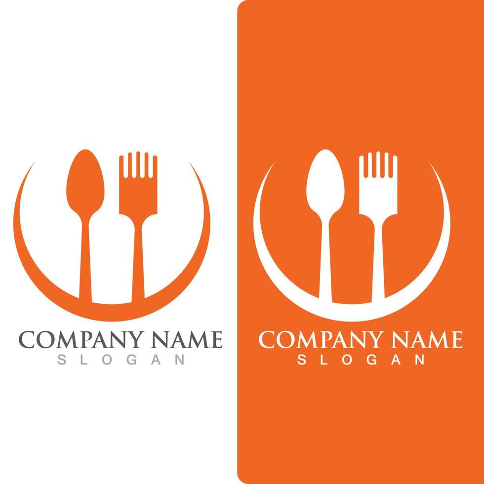 Spoon and fork logo and symbol vector