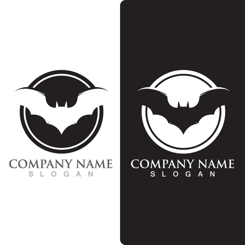 Silhouette bat animal logo, flying mammal animal. vector