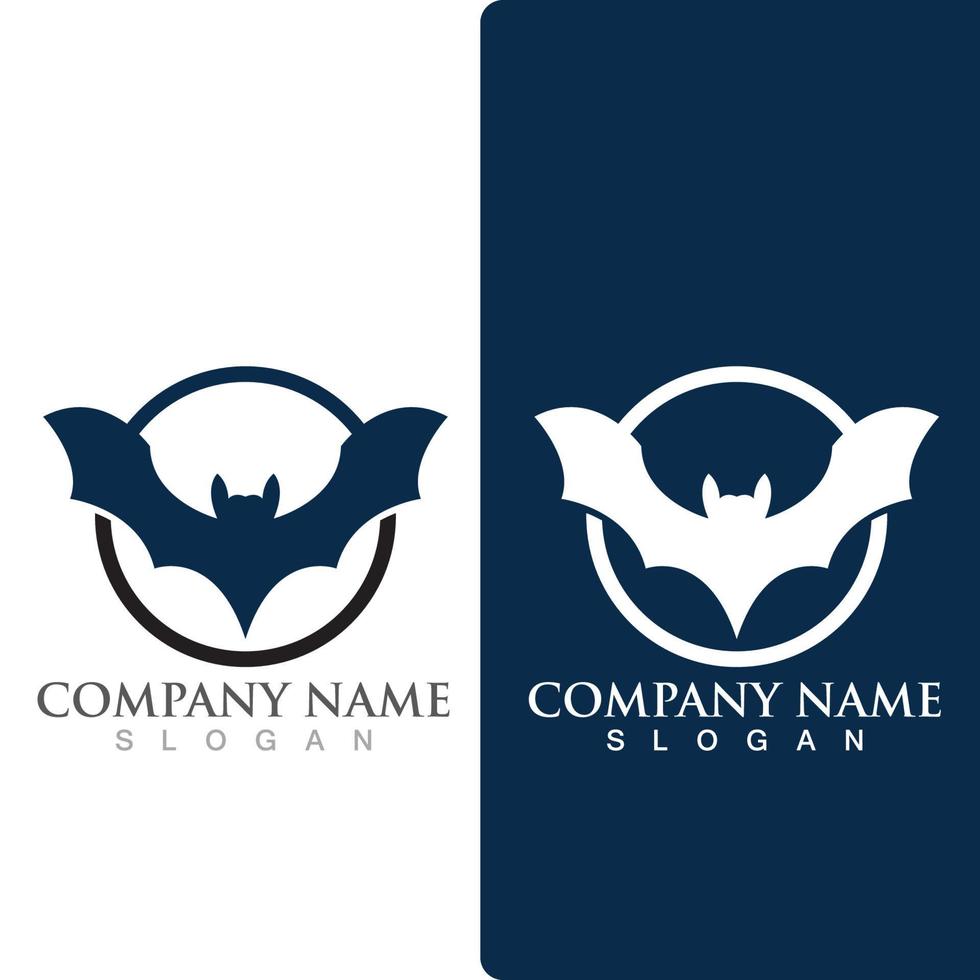 Silhouette bat animal logo, flying mammal animal. vector
