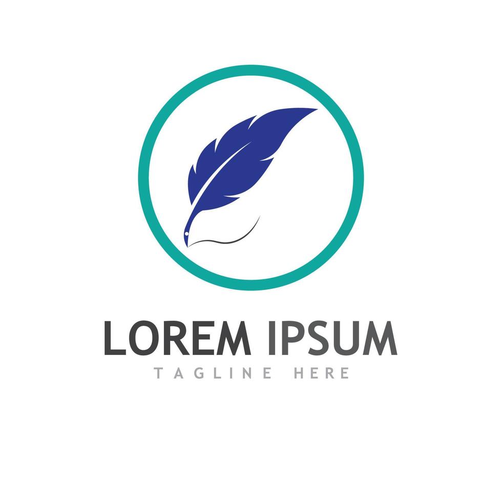Feather logo, feather pen logo and law firm feather logo vector design.