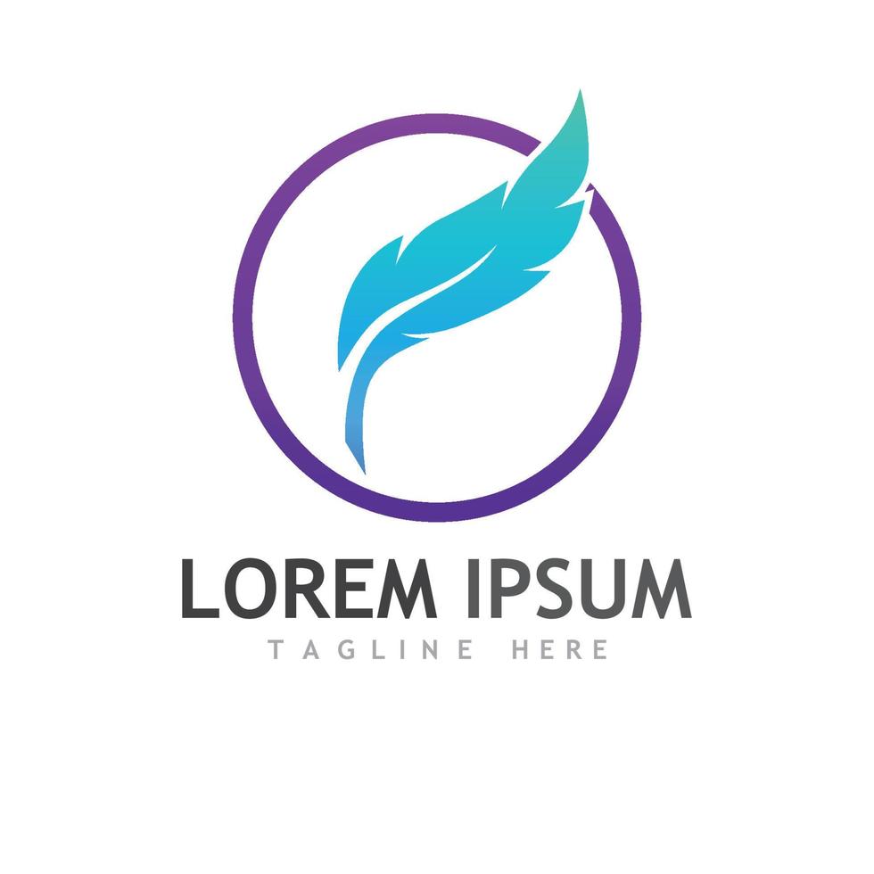 Feather logo, feather pen logo and law firm feather logo vector design.