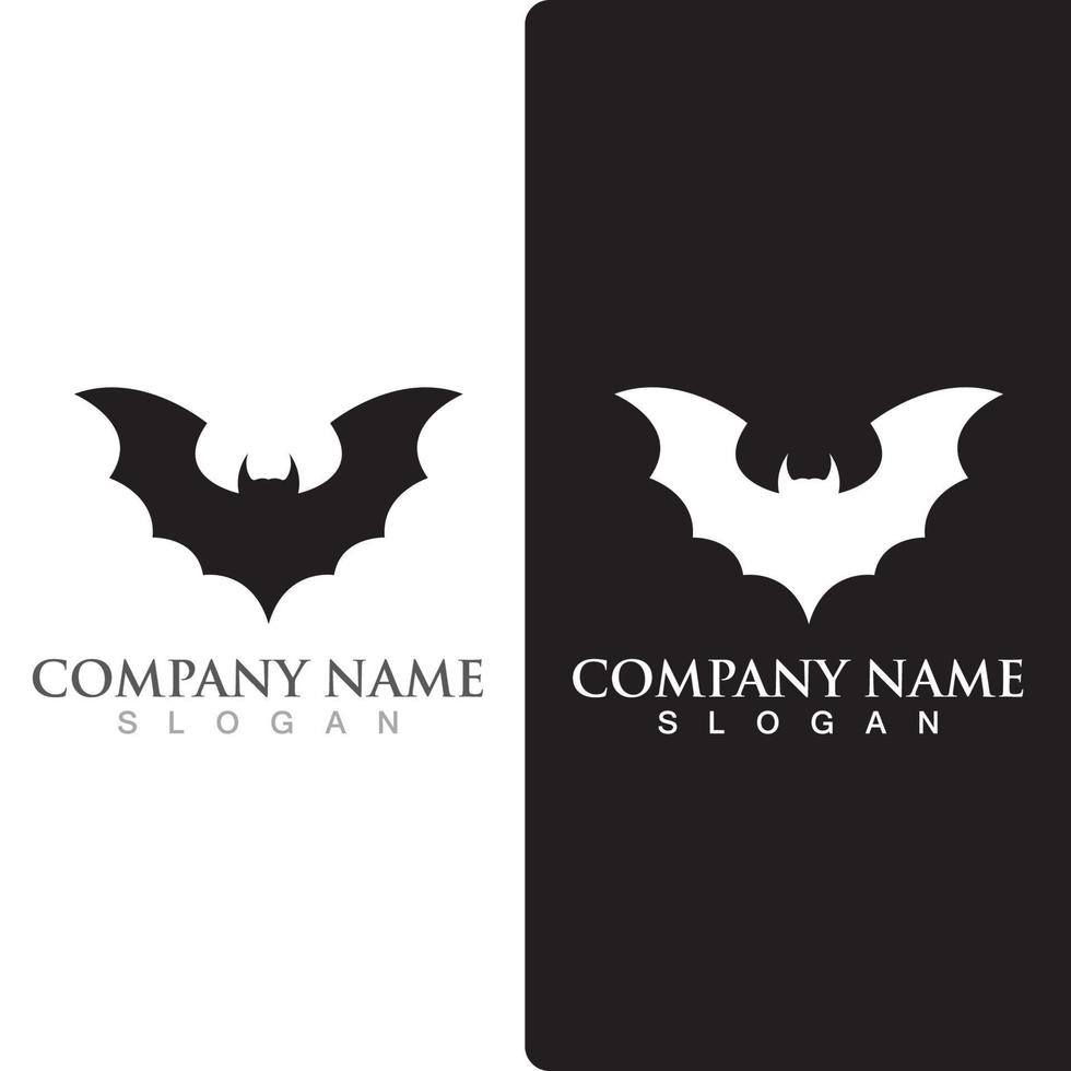 logotipo de animal de murciélago de silueta, animal de mamífero volador. vector