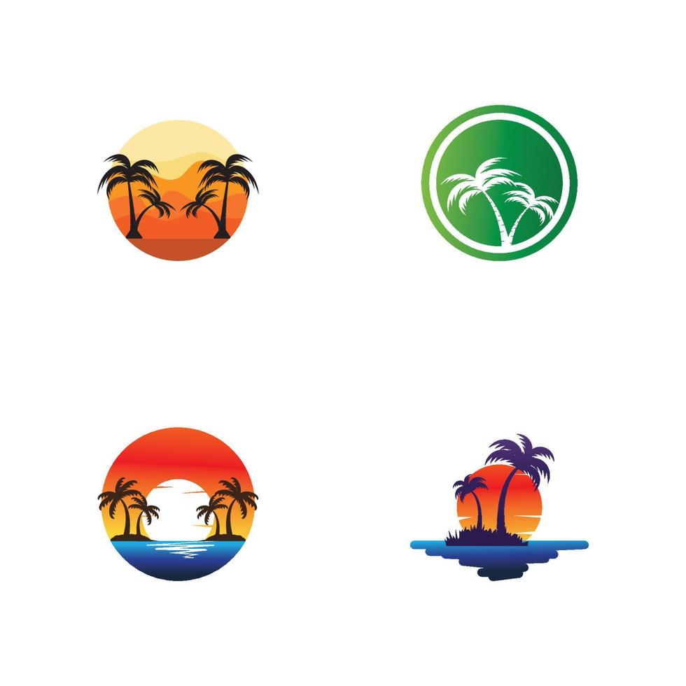 Palm tree summer logo template vector