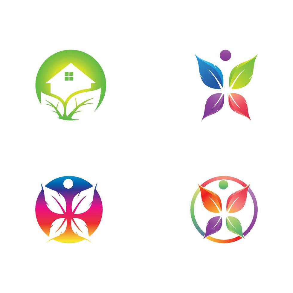 Green leaf logo. Vector design of gardens, plants and nature.