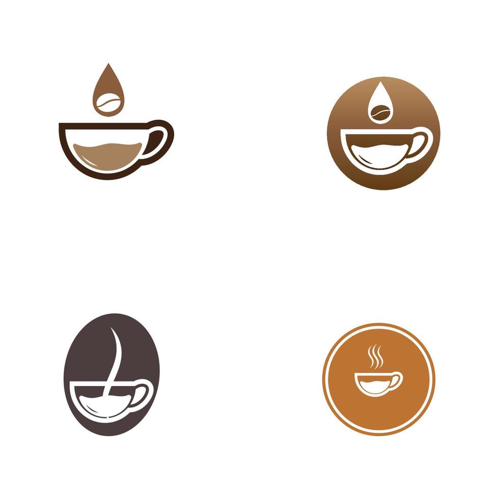Coffee bean logo with natural cup and leaves. vector
