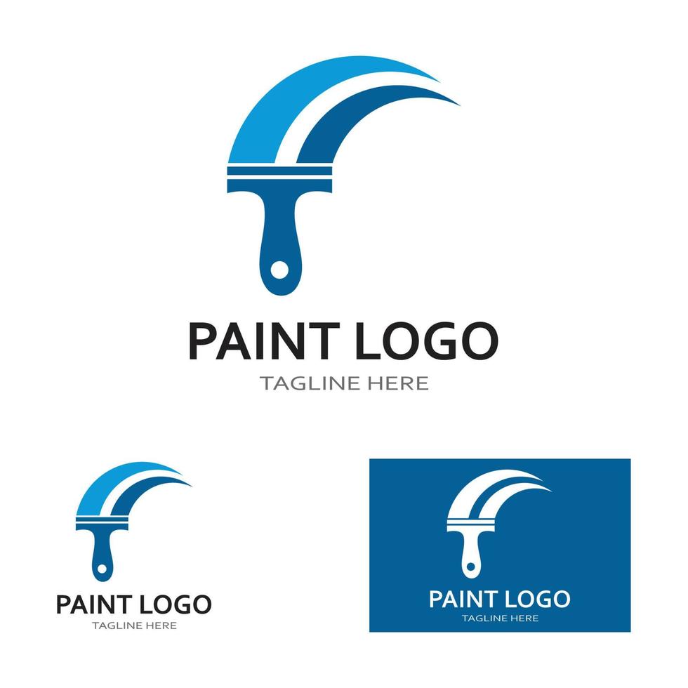 Abstract vector painting brush and colorful paint splash icon, emblem, logo design with color alternative and greyscale version. Editable EPS format design element, arts and crafts concept.