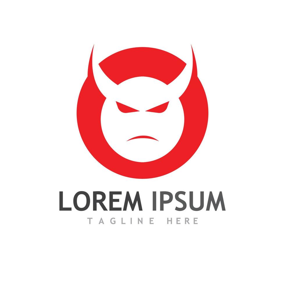 Devil logo with wings and horns using vector design concept.
