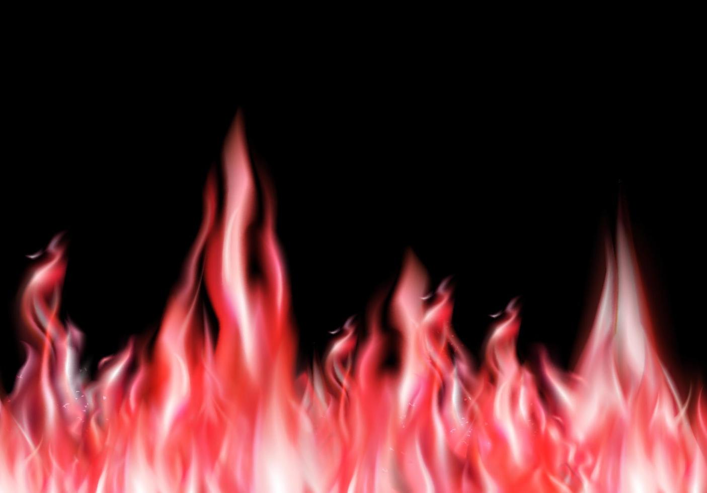 Translucent fire flames and sparks with horizontal repetition on transparent background. For used on dark illustrations. vector