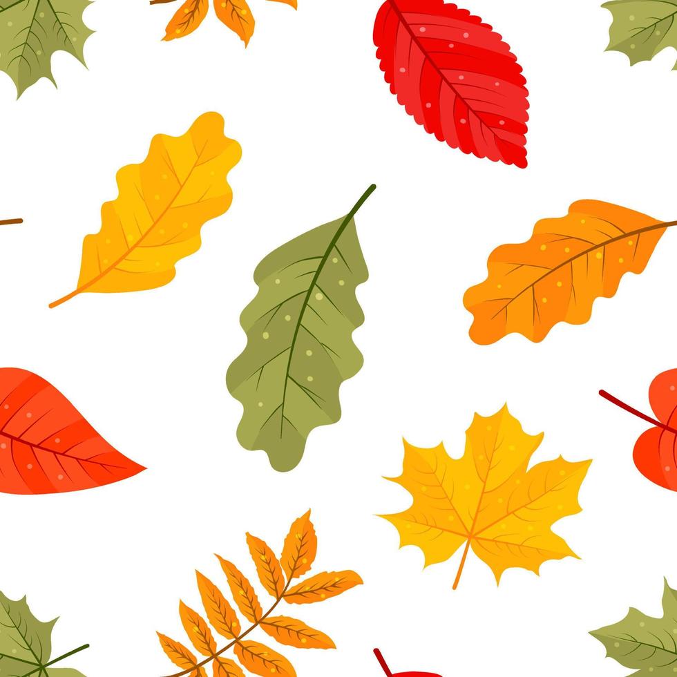 seamless pattern from autumn leaves. Endless texture. Vector illustration. Cartoon style.