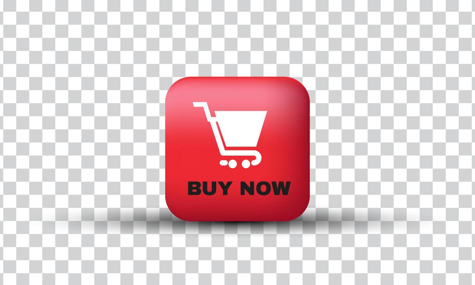 unique 3d buy now red shopping icon design isolated on vector