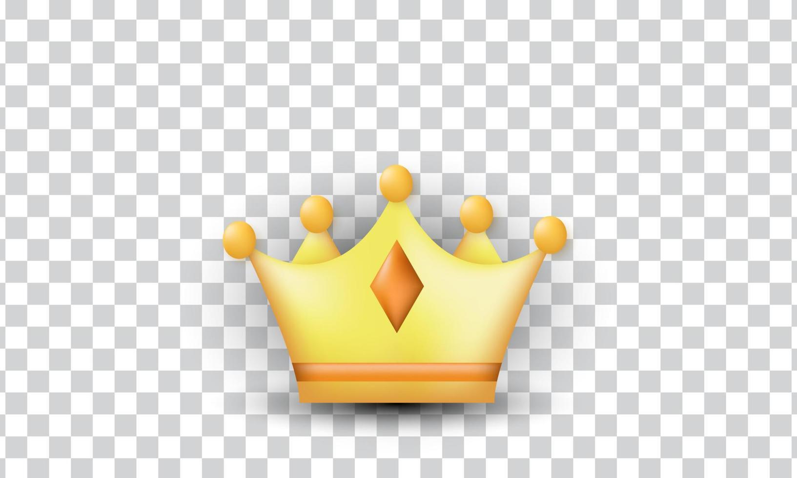 unique 3d minimalist yellow crown icon design isolated on vector