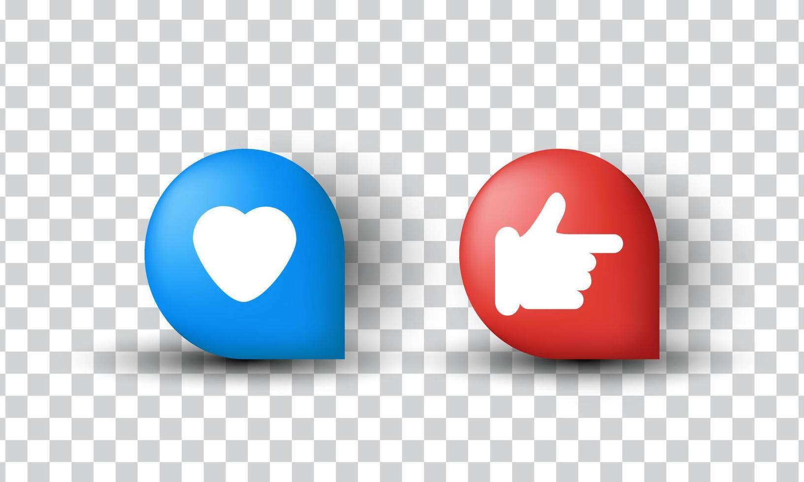 unique 3d style humb heart like love icon design isolated on vector