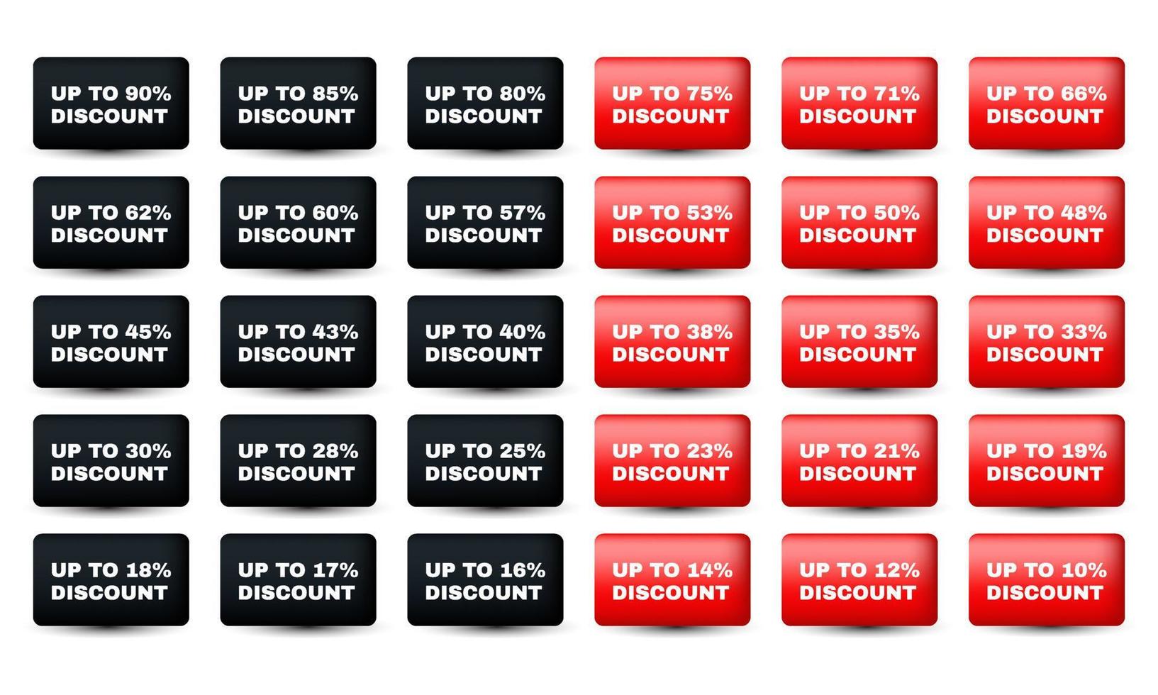 colección única de conjuntos 3d rojo negro porcentaje de descuento en venta precio de oferta aislado en vector