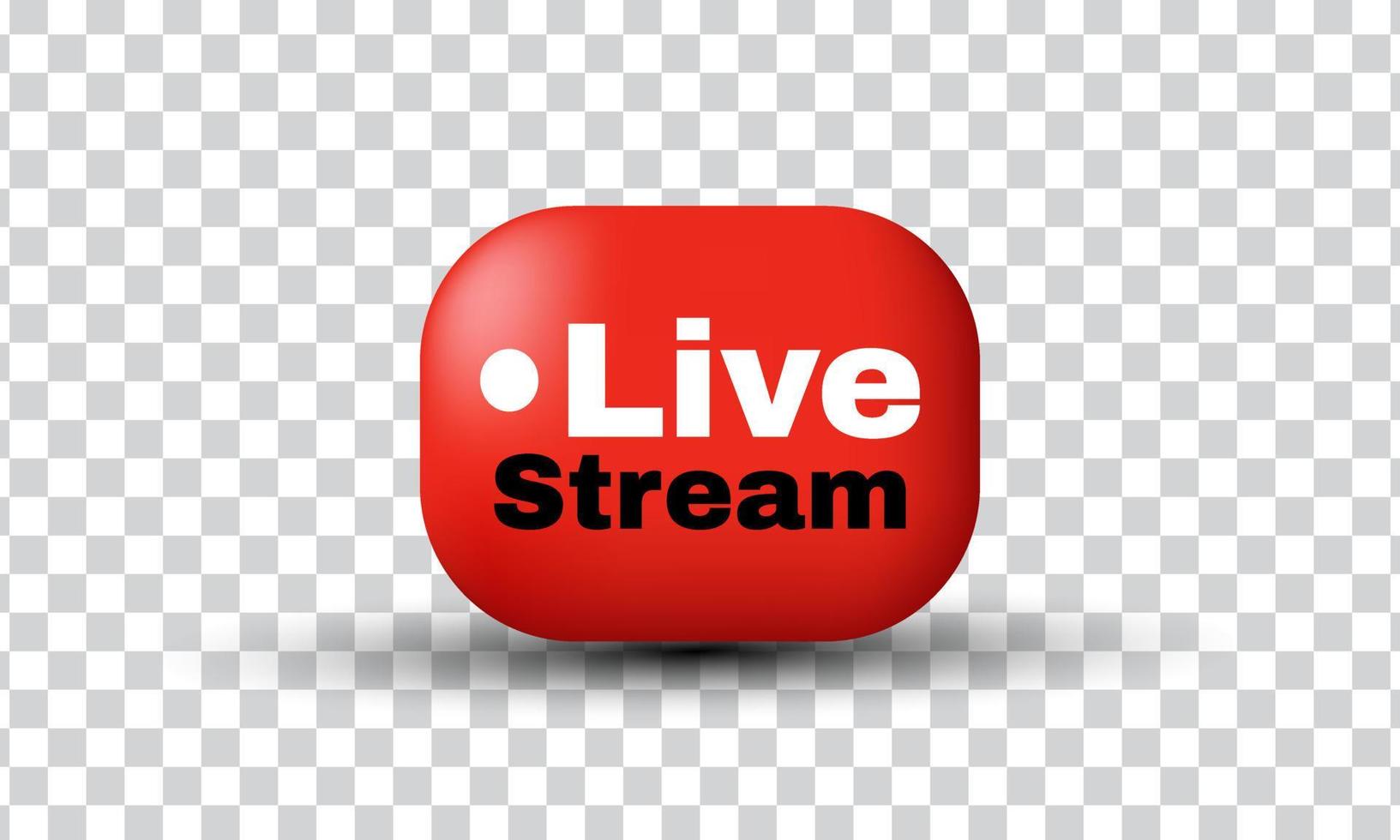 unique 3d rectangle live streaming realistic design icon isolated on vector