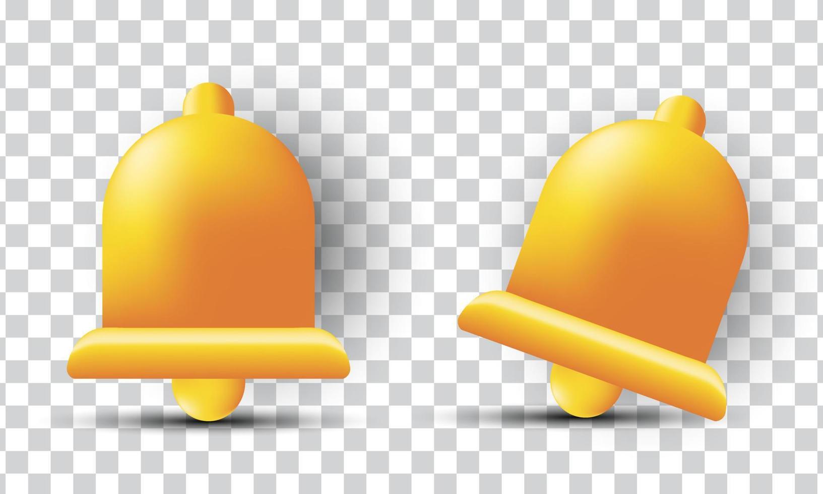 unique 3d yellow notification bell floating icon design isolated on vector