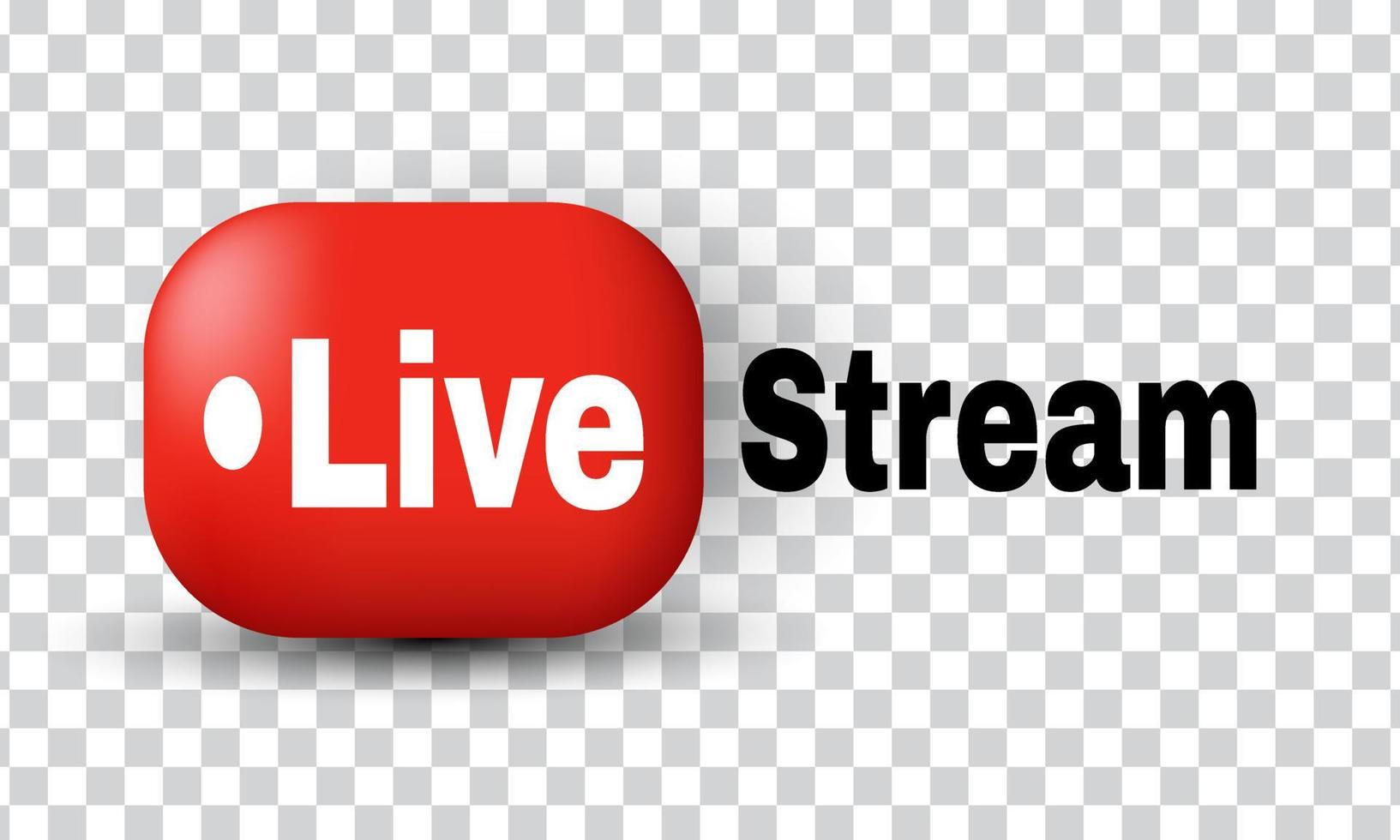 unique 3d red live streaming realistic design icon isolated on vector